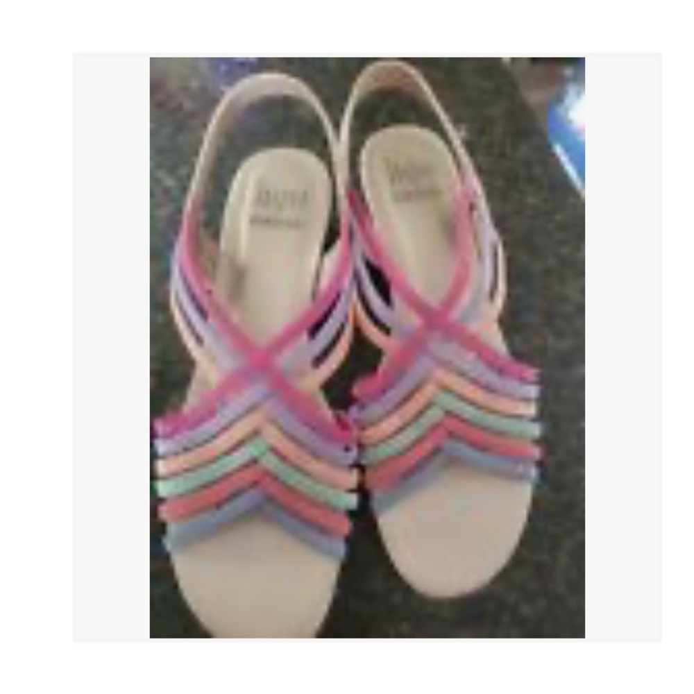 ISO Impo pastel multicolour stretch wedge sandals size 10 or 9.5